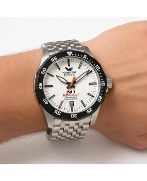 Men Classic Diver Automatic Analog Watch VOSTOK EUROPE NH35-225E711BR White Dial 46mm image 3