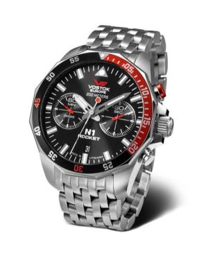 Men Diver Quartz Analog Watch Chronograph VOSTOK EUROPE 6S21-225A707BRWH Black Dial 46mm