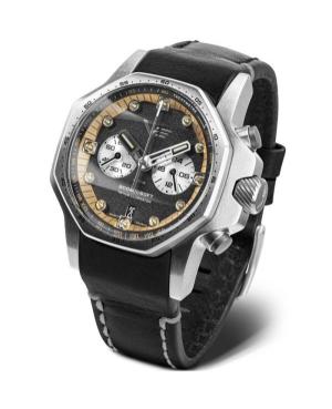 Men Diver Luxury Quartz Analog Watch Chronograph VOSTOK EUROPE VK64-640A698LEBK-SLBK Black Dial 48mm