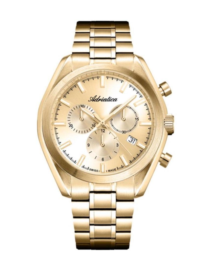 Men Classic Analog Swiss Watch Chronograph ADRIATICA Gold color Dial 42mm A8350.1111CH