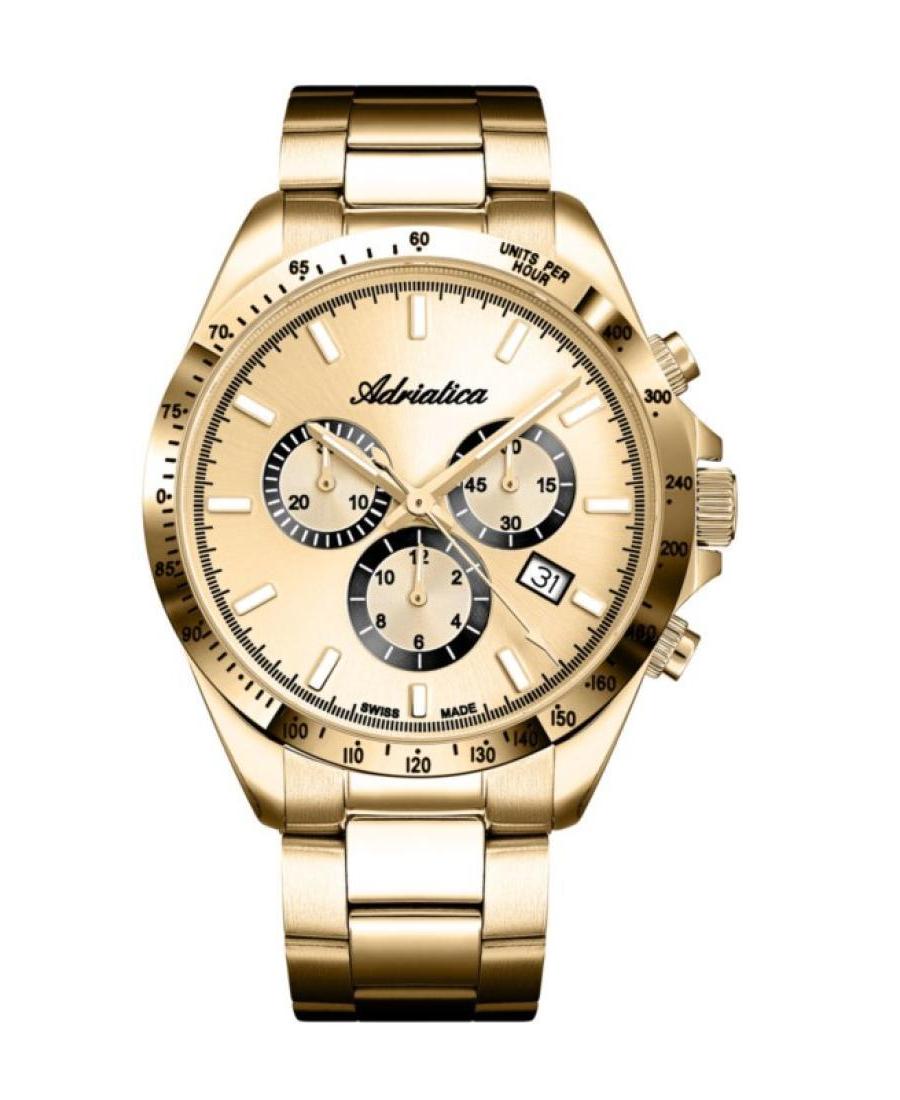 Vyriškas Classic Analog Swiss Kvarcinis Watch Chronograph ADRIATICA Gold color Dial 40mm A1053.1111CH