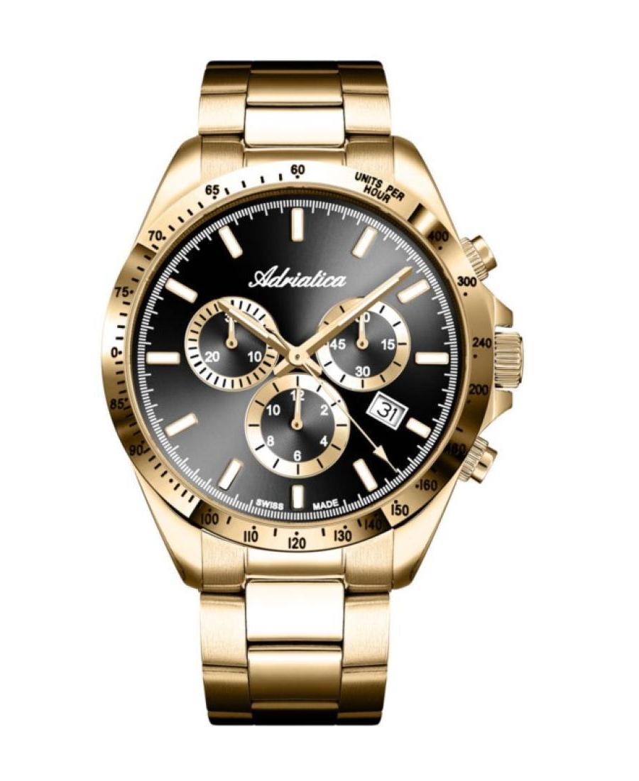 Men Classic Analog Swiss Quartz Watch Chronograph ADRIATICA Black Dial 40mm A1053.1114CH