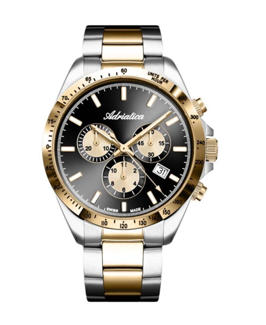 Men Classic Analog Swiss Quartz Watch Chronograph ADRIATICA Černá Dial 40mm A1053.2114CH