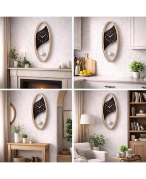 ADLER 20272PBO Quartz Wall Clock Wood Oak Glass Black image 2