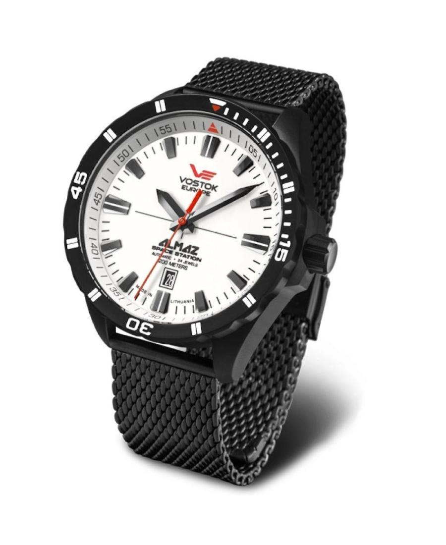 Mężczyźni Moda sportowy Diver automatyczny analogowe Zegarek VOSTOK EUROPE NH35A-320C680BRBK Biały Wybierz 47mm