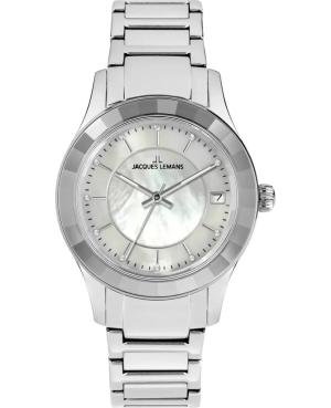 Women Fashion Quartz Analog Watch JACQUES LEMANS 1-2194B Mother of Pearl Dial 34mm