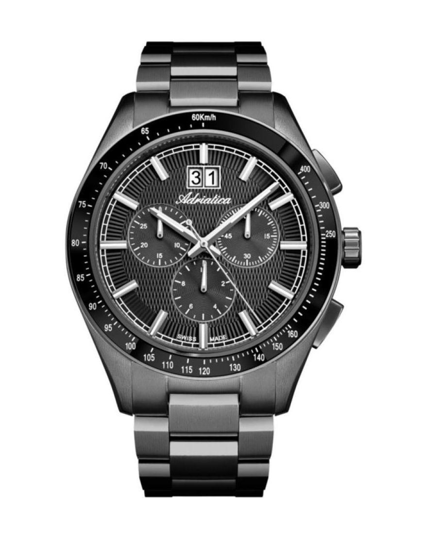 Vyriškas Classic Analog Swiss Kvarcinis Watch Chronograph ADRIATICA Juodas Dial 43mm A8245.S116CH