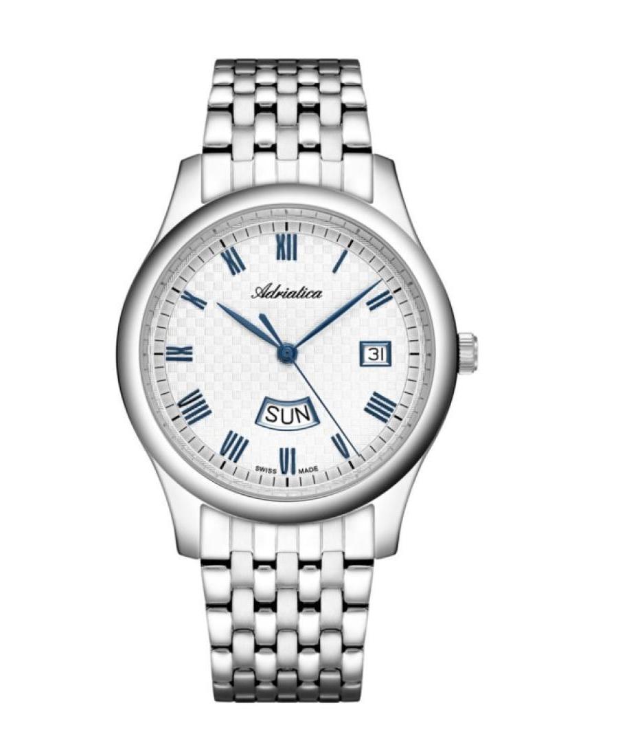 Men Classic Analog Swiss Quartz Watch ADRIATICA Silver Dial A1025.51B3Q