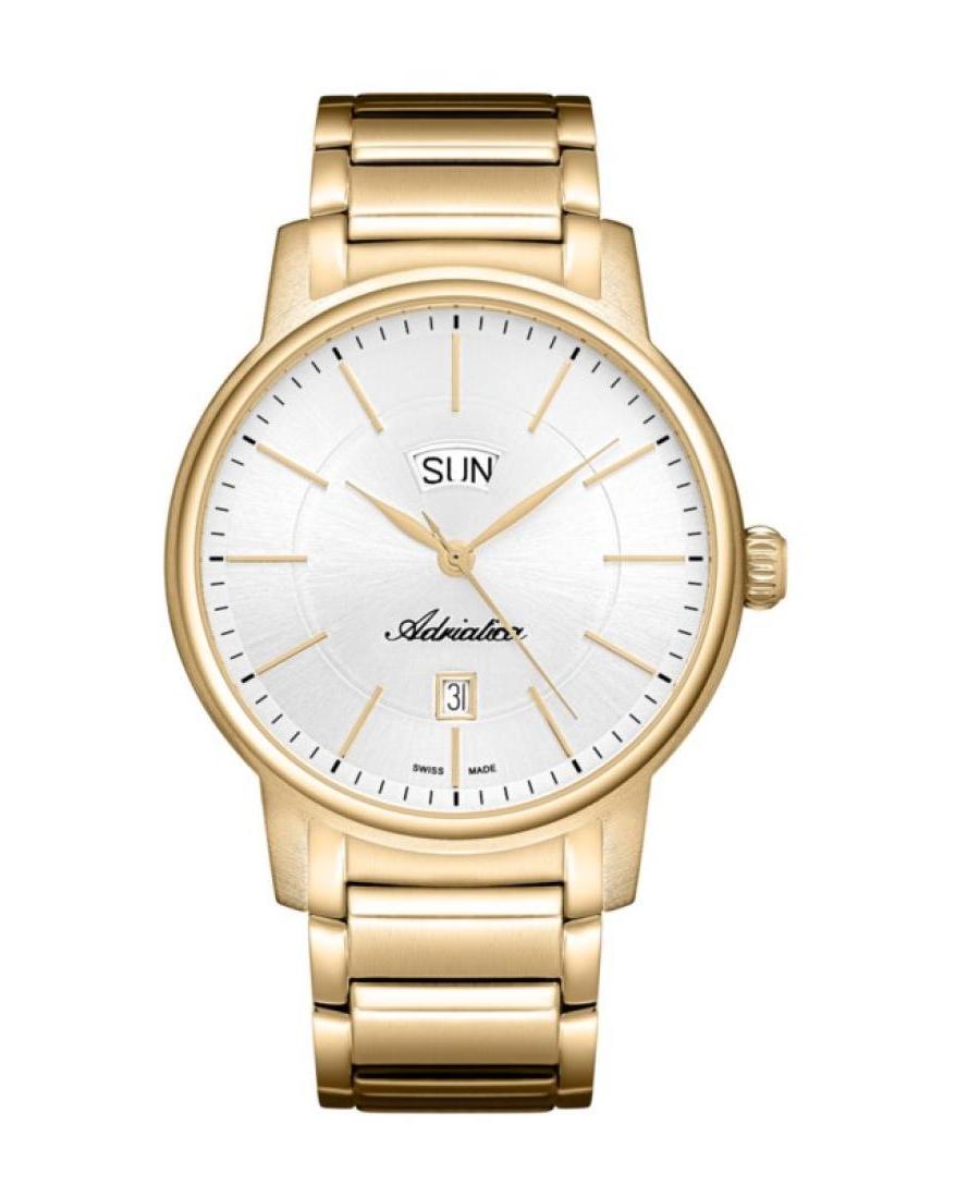 Men Classic Analog Klassisch Swiss Quartz Watch ADRIATICA Silver Dial 44mm A1144.1113Q