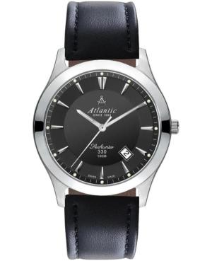 Men Klasické Swiss Quartz Analog Watch ATLANTIC 71360.41.61 Černá Dial 41mm