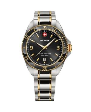Men Klasické Diver Swiss Quartz Analog Watch WENGER 01.2031.104 Černá Dial 40mm