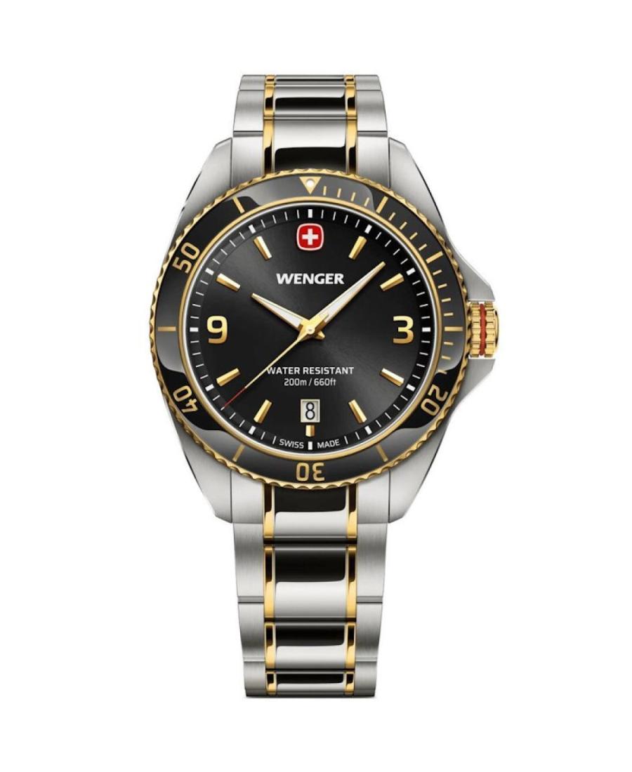 Men Klasické Diver Swiss Quartz Analog Watch WENGER 01.2031.104 Černá Dial 40mm
