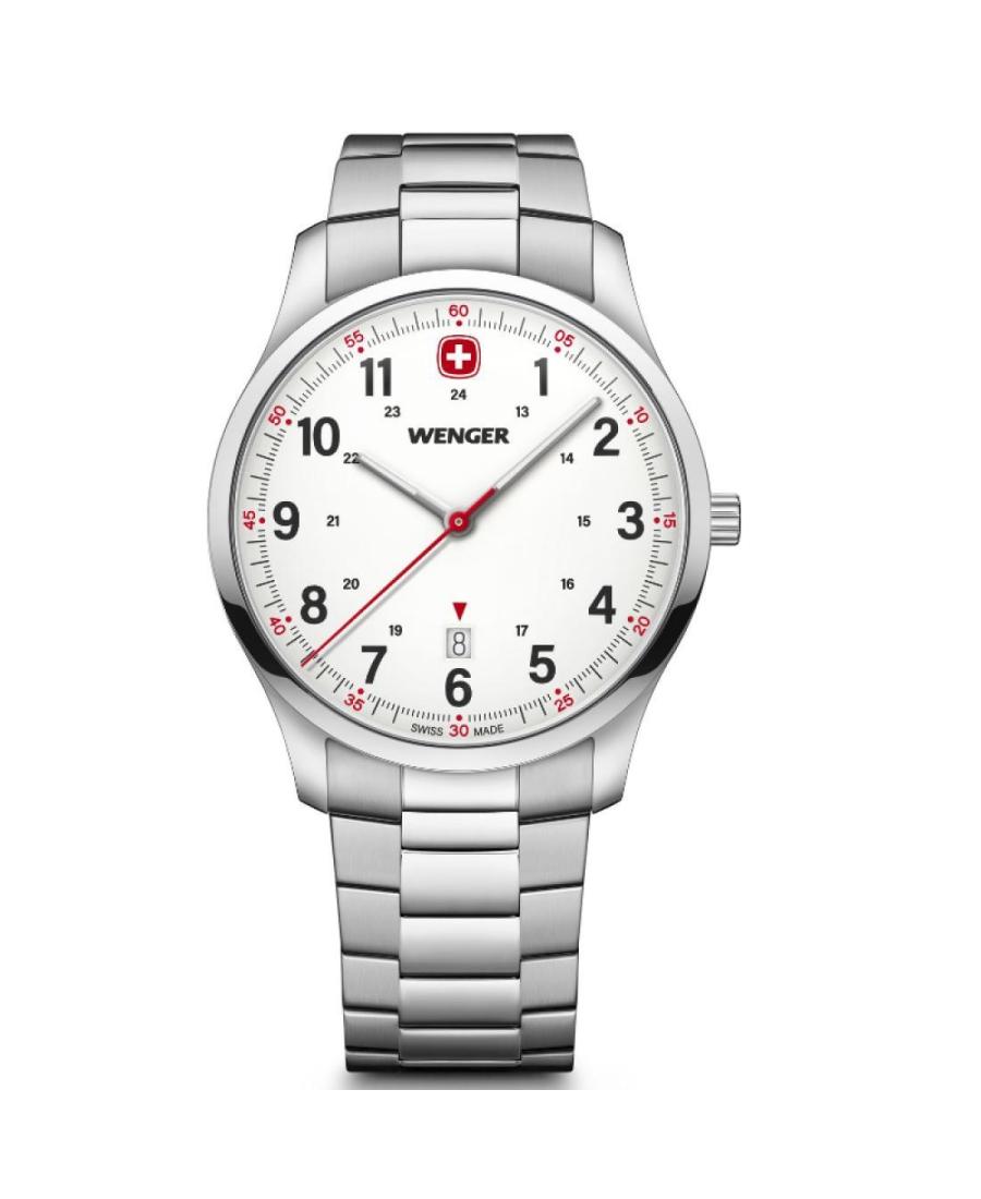 Men Sports Klasické Swiss Quartz Analog Watch WENGER 01.1441.133 Bílá Dial 42mm