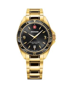 Men Klassisch Diver Swiss Quartz Analog Watch WENGER 01.2031.107 Schwarz Dial 40mm