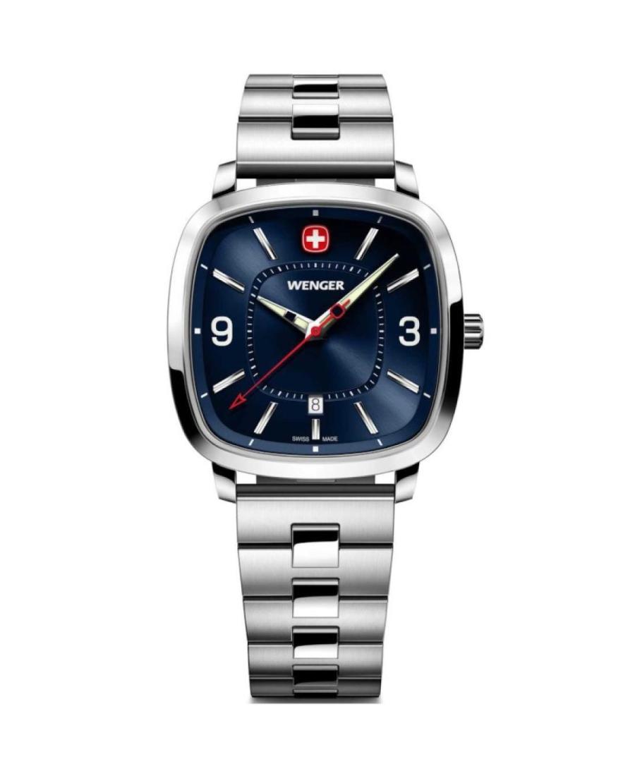 Men Klassisch Sports Swiss Quartz Analog Watch WENGER 01.1921.110 Blau Dial 37mm