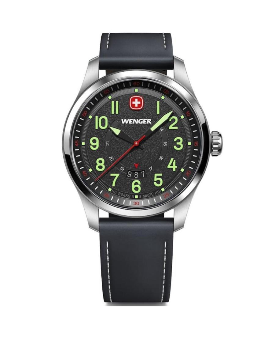Men Classic Swiss Quartz Analog Watch WENGER 01.0541.121 Black Dial 43mm