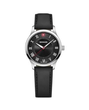 Women Classic Swiss Quartz Analog Watch WENGER 01.1421.123 Black Dial 34mm