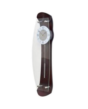 ADLER 20242W Quartz Wall Clock Wood Glass Walnut image 1