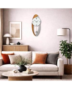 ADLER 20194O/S Wall clock Silver color Oak Wood Gray image 2