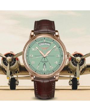 Vyriškas Klasikinis Luxury Swiss Kvarcinis - elektroninis, Solar Watch AVIATOR V.3.44.2.404.4 Žalia Dial 7mm image 2
