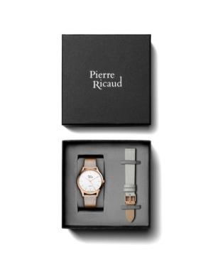 Women Classic Analog Quartz Watch PIERRE RICAUD Silver Dial 37mm P22033.9GR3Q-SET