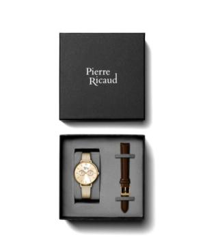 Women Classic Analog Quartz Watch PIERRE RICAUD Gold color Dial 36mm P22110.1161QF-SET