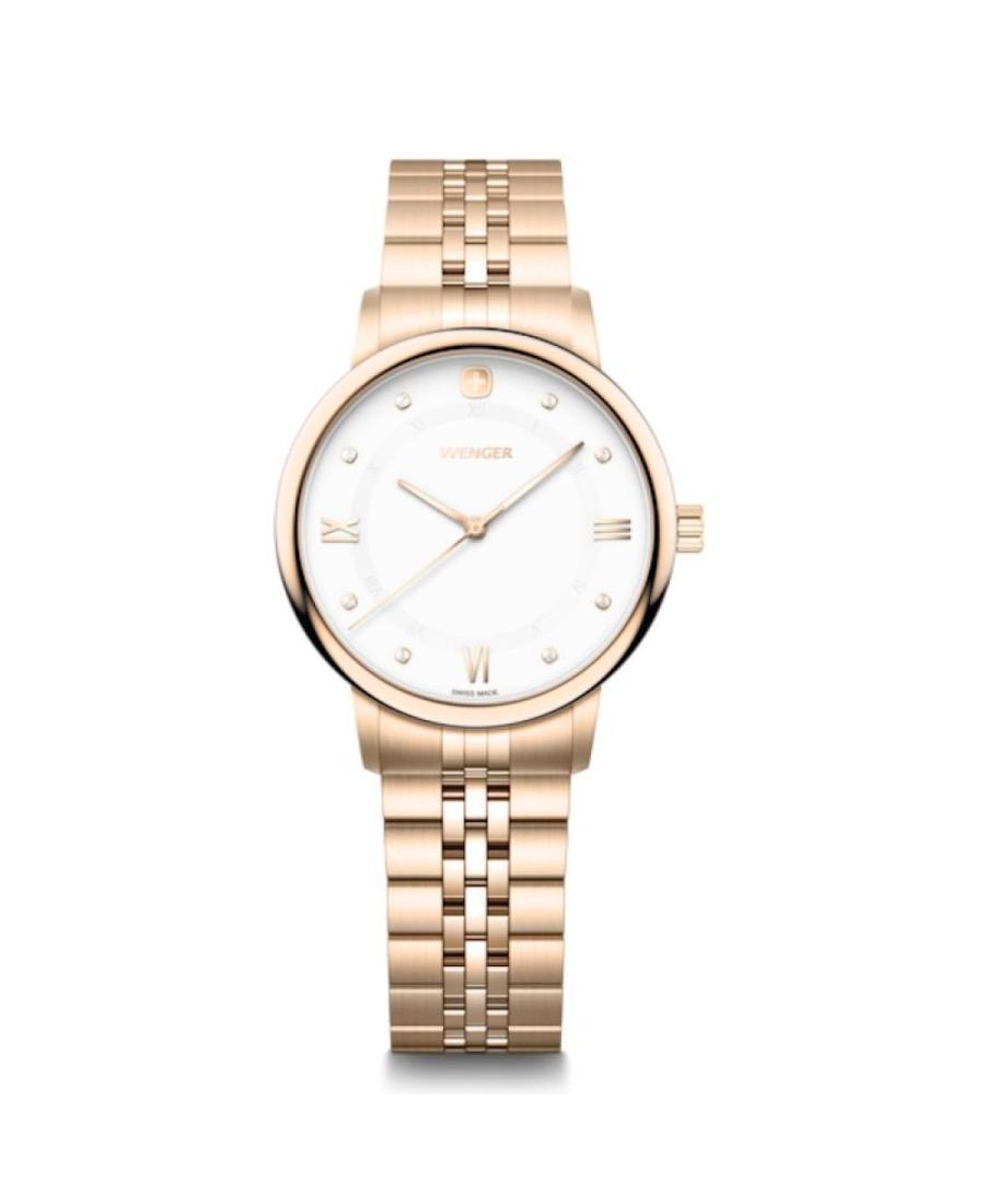 Women Klassisch Swiss Quartz Analog Watch WENGER 60.1721.119 Weiß Dial 35mm