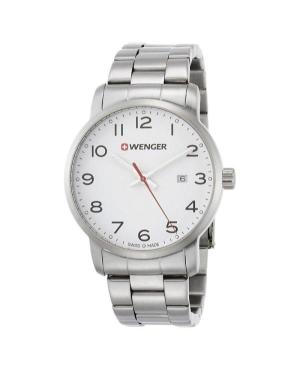 Мужские Классические Швейцарские Кварцевые Аналоговый Часы WENGER 01.1641.104 Белый Циферблат 42mm