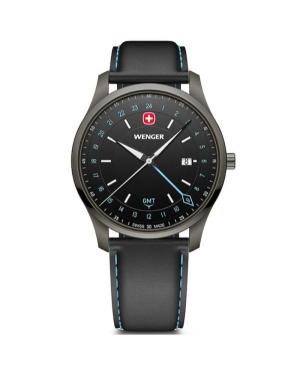 Men Classic Swiss Quartz Analog Watch WENGER 01.1442.105 Black Dial 42mm