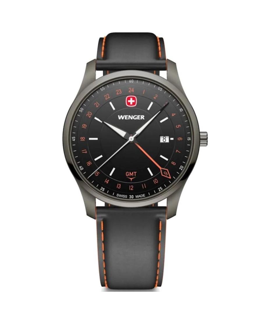 Men Classic Swiss Quartz Analog Watch WENGER 01.1442.106 Black Dial 42mm