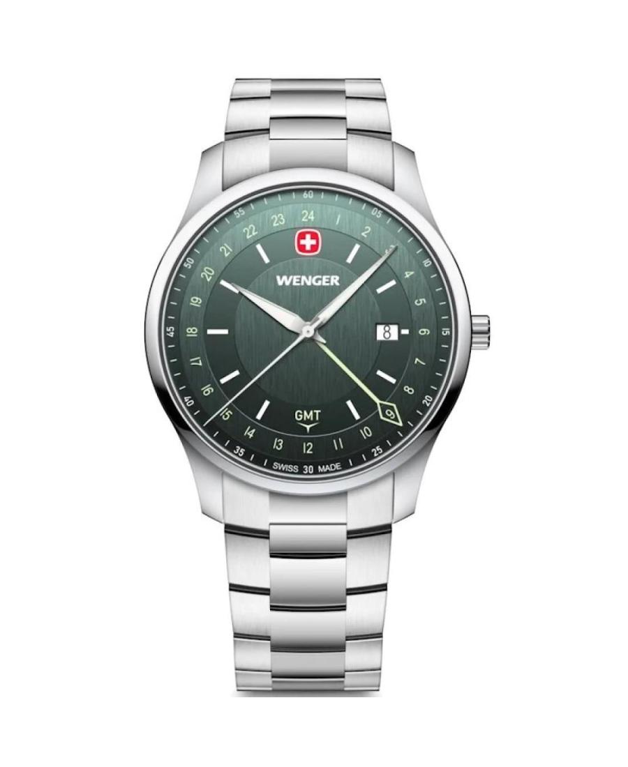 Vyriškas Klasikinis Swiss Kvarcinis Rodyklinis Watch WENGER 01.1442.107 Žalia Dial 42mm