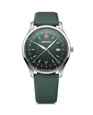 Men Klasické Swiss Quartz Analog Watch WENGER 01.1442.101 Zelená Dial 42mm