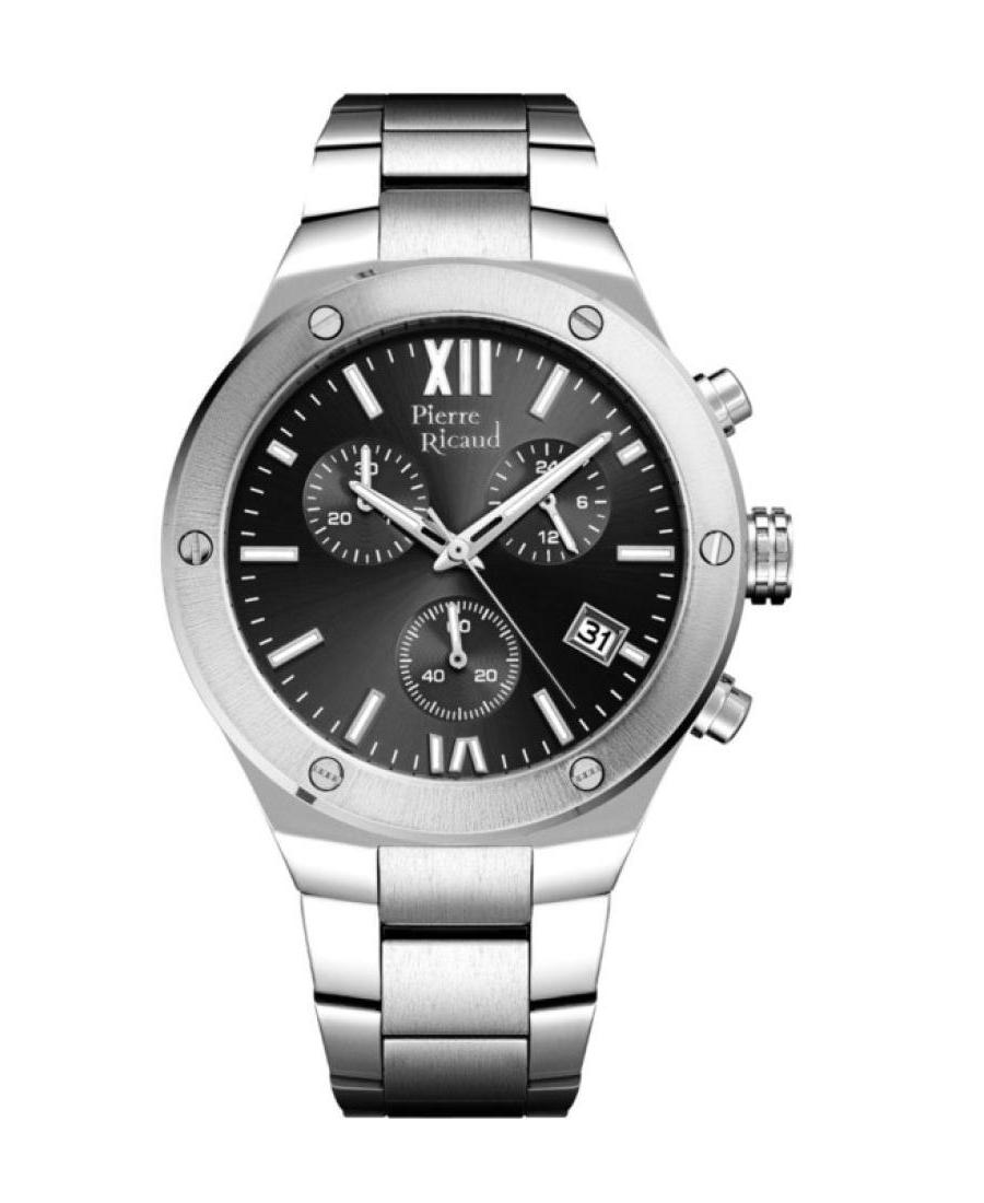Men Classic Analog Watch Chronograph PIERRE RICAUD Schwarz Dial 41mm P97046.5164CH