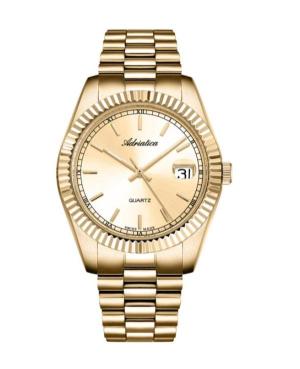 Men Classic Analog Swiss Quartz Watch ADRIATICA Gold color Dial 40mm A1090.1111Q