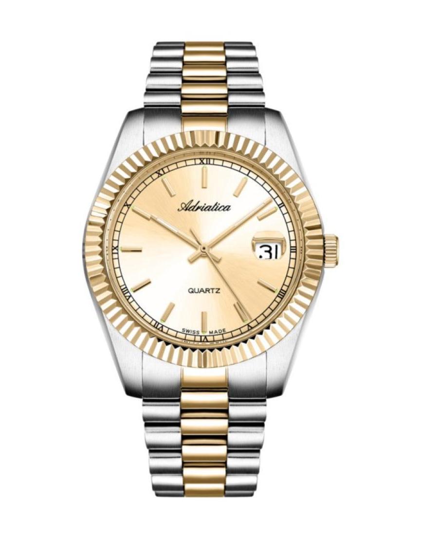 Men Classic Analog Swiss Quartz Watch ADRIATICA Gold color Dial 40mm A1090.2111Q