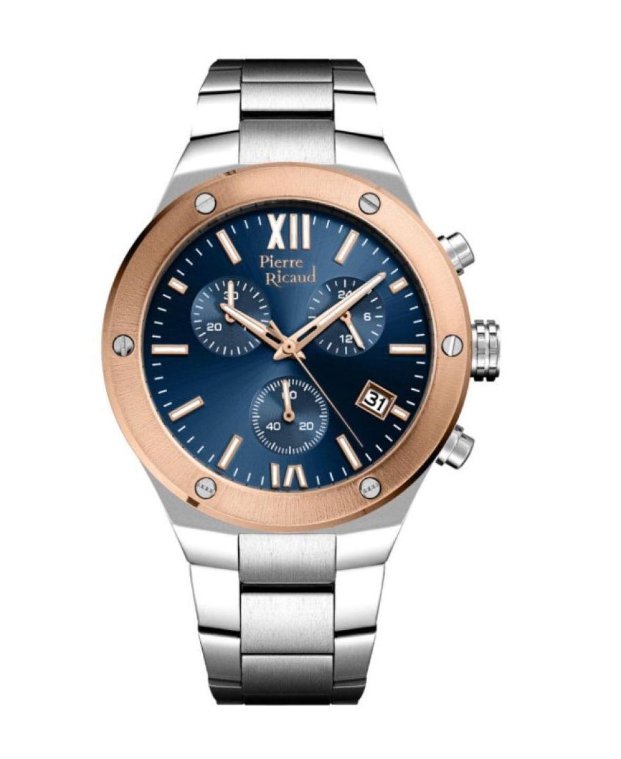 Men Classic Analog Watch Chronograph PIERRE RICAUD Modrá Dial 41mm P97046.R1R5CH