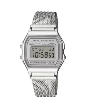 Men Functional Japan Quartz Digital Watch Alarm CASIO A158WEM-7EF Silver color Dial 33mm