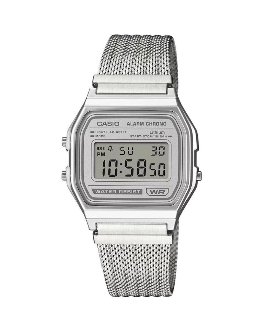Men Functional Japan Quartz Digital Watch Alarm CASIO A158WEM-7EF Silver color Dial 33mm