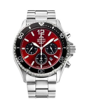 Men Classic Sports Diver Japan Quartz Analog Watch Chronograph ORIENT RA-TX0207R10B Burgundy Dial 43mm