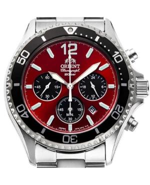 Men Sports Klasické Diver Japan Quartz Analog Watch Chronograph ORIENT RA-TX0207R10B Burgundy Dial 43mm image 6