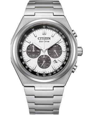 Men Classic Japan Eco-Drive Analog Watch Chronograph CITIZEN CA4610-85A White Dial 42.5mm