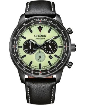 Mężczyźni klasyczny sportowy Japonia bateria słoneczna analogowe Zegarek Chronograf CITIZEN CA4505-21X Zielony Wybierz 44mm