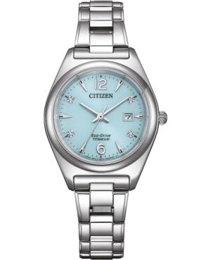 Женские Классические Японские Eco-Drive Аналоговый Часы CITIZEN EW2601-81M Синий Циферблат 29mm