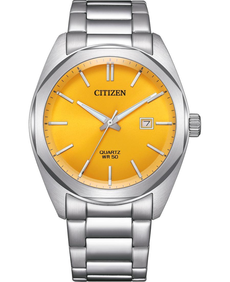 Vyriškas Klasikinis Japoniškas Kvarcinis Rodyklinis Watch CITIZEN BI5110-54Z Gold color Dial 41mm