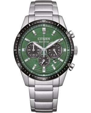 Мужские Спортивные Японские Eco-Drive Аналоговый Часы CITIZEN CA4624-56X Зелёный Циферблат