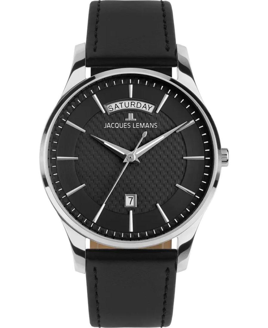 Mężczyźni klasyczny kwarcowy analogowe Zegarek JACQUES LEMANS 1-2193A Czarny Wybierz 40mm