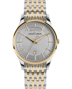 Men Classic Quartz Analog Watch JACQUES LEMANS 1-2193J Silver color Dial 40mm