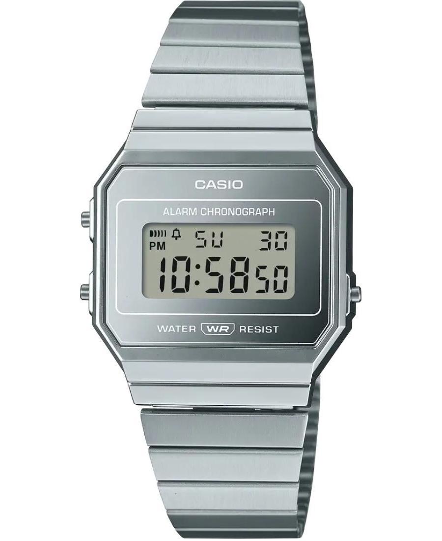 Men Functional Japan Quartz Digital Watch Alarm CASIO A700WEV-7AEF Silver color Dial 37mm