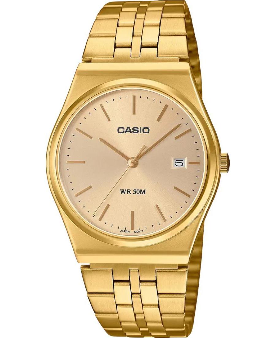 Men Klassisch Japan Quartz Analog Watch CASIO MTP-B145G-9AVEF Golden Dial 35mm