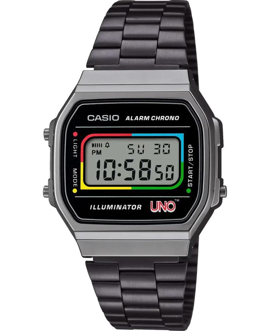 Men Functional Japan Quartz Digital Watch Alarm CASIO A168WEUC-1AER Schwarz Dial 36.4mm